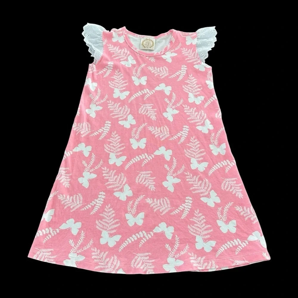 The Beaufort Bonnet Company Girls 10 Pink Polly Play Dress Eyelet Lace Sleeves‎